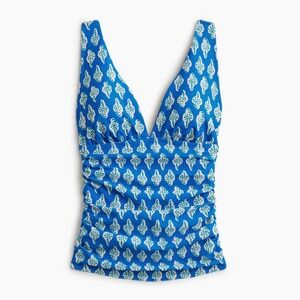 J.Crew‎ Ruched plunge tankini top Blue Medium NWT